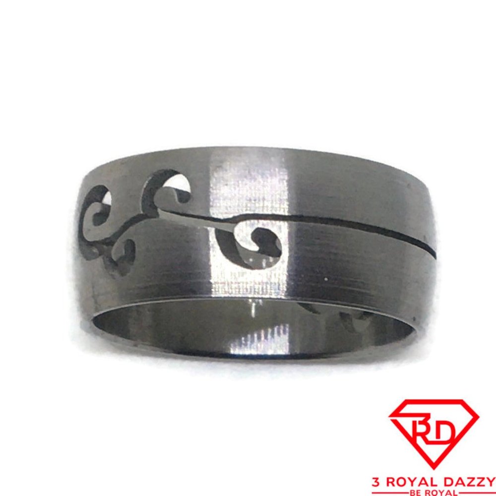 Curly patterns Smooth Stainless Steel Ring S7